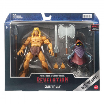 Masters of the Universe: Revelation Masterverse Action Figures 2022 Deluxe Savage He-Man & Orko